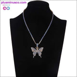Plus Minus Co Iced Out butterfly necklace chain Bling Rhinestone pendant, view 6