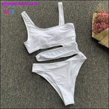 Plus Minus Co In-X Hollow out swimsuit one piece Sexy white Padded, view 2