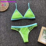 Plus Minus Co In-X Sexy neon bikini 2020 Mesh swimsuit female See through, view 2