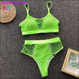 Plus Minus Co In-X Sexy neon bikini 2020 Mesh swimsuit female See through, view 4