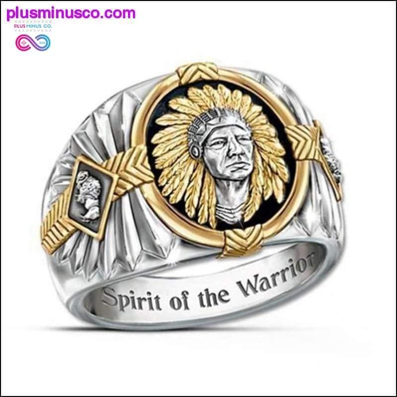 Plus Minus Co Indian Totem Ring SPIRIT OF THE WARRIOR Inscribed To Viking, "Spirit Of The Warrior" Stainless Steel And Onyx Men's Ring
