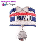 Plus Minus Co Infinity charm Iceland bracelet soccer charm leather wrap, view 2
