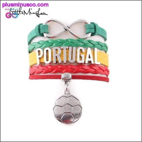 Plus Minus Co Infinity charm Portugal bracelet soccer charm Unisex leather