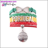 Plus Minus Co Infinity charm Portugal bracelet soccer charm Unisex leather, view 3