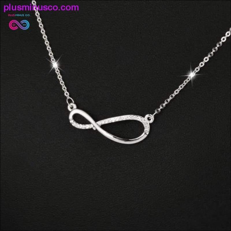 Plus Minus Co Infinity Pendant Necklace Rose Gold Silver Color Chain for