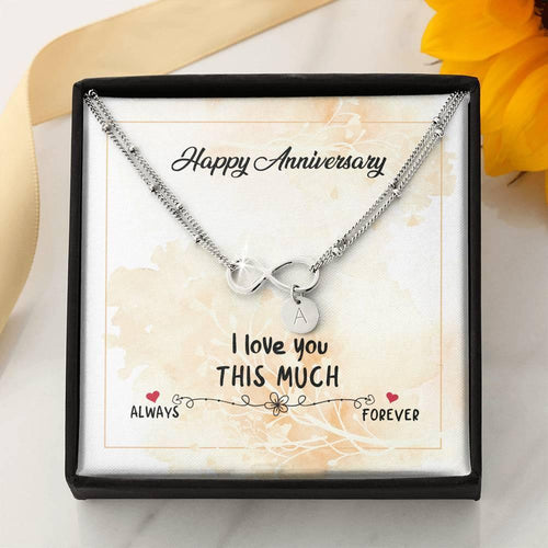 Plus Minus Co Infinity Pendant with Initial Necklace, Wedding Anniversary