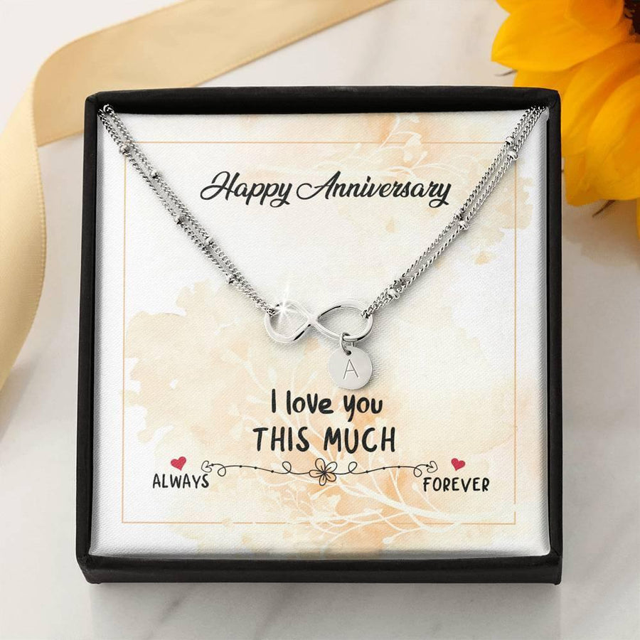 Plus Minus Co Infinity Pendant with Initial Necklace, Wedding Anniversary