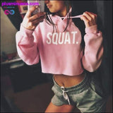 Plus Minus Co InstaHot Letter Print SQUAT Hoodies Women Hooded Autumn, view 3