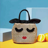 Plus Minus Co Japanese Cartoon Embroidery Pearl Grass Woven Bag, view 2