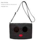 Plus Minus Co Japanese Cartoon Embroidery Pearl Grass Woven Bag, view 3