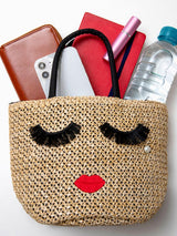 Plus Minus Co Japanese Cartoon Embroidery Pearl Grass Woven Bag, view 4