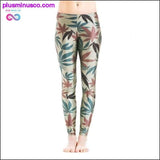 Plus Minus Co 3D Digital Print Pants Green Leaves Leggings White Weed, view 4