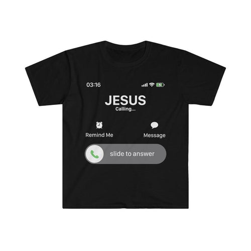 Plus Minus Co Jesus Calling, slide to answer, Christian Men Women Funny T-Shirt, Christian Jesus Shirt, Religious Jesus Christ Cell Phone Call Gift