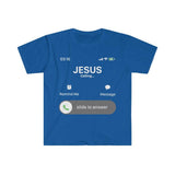 Plus Minus Co Jesus Calling, slide to answer, Christian Men Women Funny T-Shirt, Christian Jesus Shirt, Religious Jesus Christ Cell Phone Call Gift, view 2
