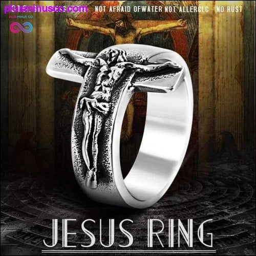 Plus Minus Co Jesus Cross Ring 316L Stainless Steel Cool High Quality Men