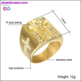 Plus Minus Co Jesus Cross White Cubic Zirconia Ring for Men Gold Tone, view 4
