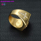 Plus Minus Co Jesus Cross White Cubic Zirconia Ring for Men Gold Tone, view 6