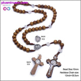 Plus Minus Co Jesus Necklace Pendant for Men Woman Wooden Long Beaded, view 6