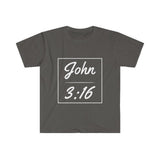 Plus Minus Co John 3:16 Unisex Softstyle T-Shirt,Faith, Christian t-shirt, personalized Spiritual gift, Custom Church Tee for Friends, Religious tee, view 5