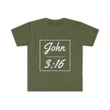 Plus Minus Co John 3:16 Unisex Softstyle T-Shirt,Faith, Christian t-shirt, personalized Spiritual gift, Custom Church Tee for Friends, Religious tee, view 6