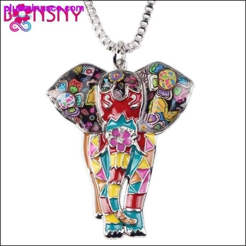 Plus Minus Co Jungle Elephant Choker Necklace and Pendant - Fashionable