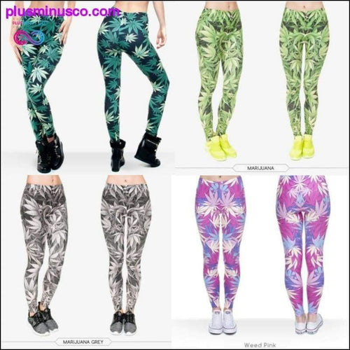 Plus Minus Co Jungle Marijuana Leaf Leggings