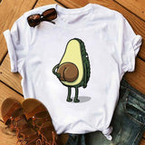Plus Minus Co Kawaii Cartoon Avocado Short Sleeve T-shirt Female Tee Summer Women T-shirts Tops, view 2
