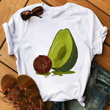 Plus Minus Co Kawaii Cartoon Avocado Short Sleeve T-shirt Female Tee Summer Women T-shirts Tops, view 4