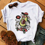 Plus Minus Co Kawaii Cartoon Avocado Short Sleeve T-shirt Female Tee Summer Women T-shirts Tops, view 5