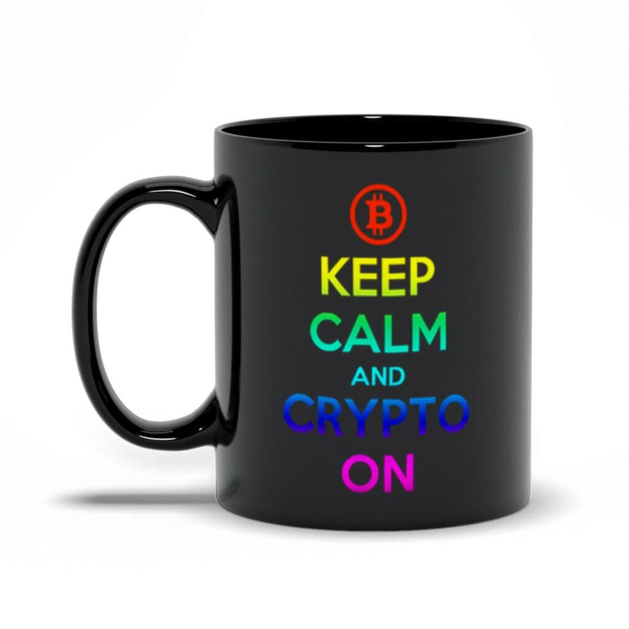 Plus Minus Co Keep Calm And Crypto On Black Mugs
