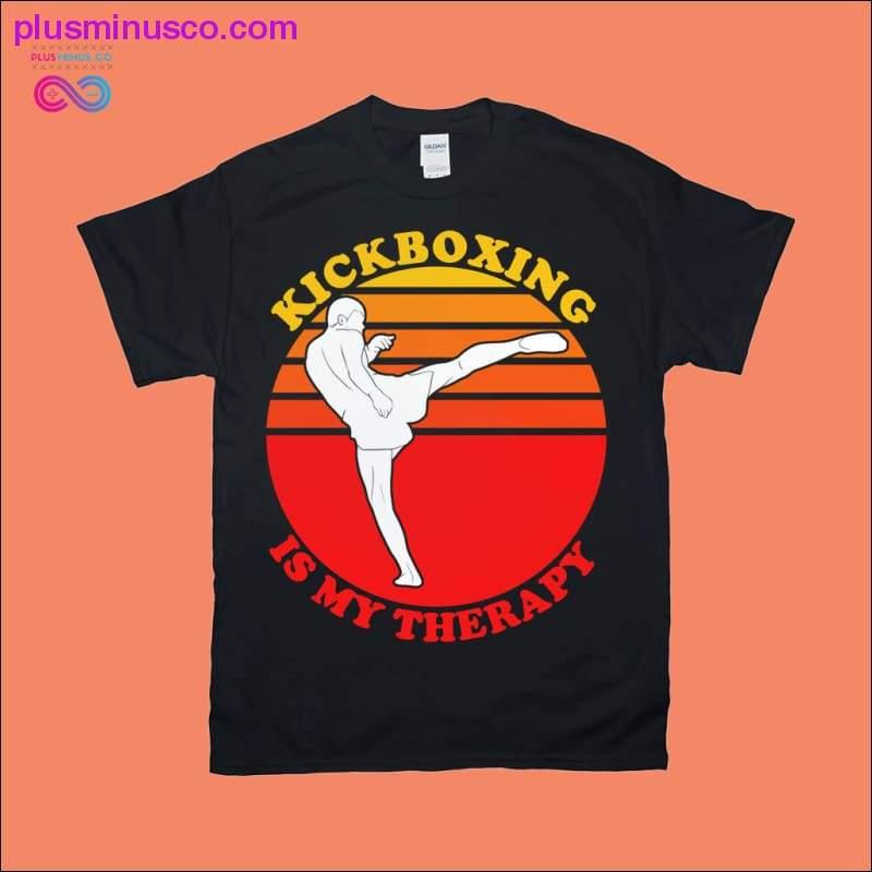 Plus Minus Co Kickboxing is my therapy | Retro Sunset T-Shirts