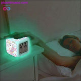 Plus Minus Co Kids Cute Cartoon Unicorn Alarm Clock 7 Colors Changing, view 2