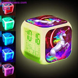 Plus Minus Co Kids Cute Cartoon Unicorn Alarm Clock 7 Colors Changing, view 3