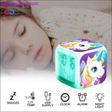 Plus Minus Co Kids Cute Cartoon Unicorn Alarm Clock 7 Colors Changing, view 4