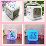 Plus Minus Co Kids Cute Cartoon Unicorn Alarm Clock 7 Colors Changing, view 5