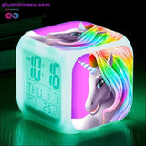 Plus Minus Co Kids Cute Cartoon Unicorn Alarm Clock 7 Colors Changing, view 6