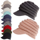 Plus Minus Co Knitted Baseball Cap Messy Bun Beanie Women Ponytail Beanies Autumn Winter Hats Female Soft Knitting Caps Warm Ladies Skullies, view 2