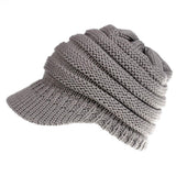 Plus Minus Co Knitted Baseball Cap Messy Bun Beanie Women Ponytail Beanies Autumn Winter Hats Female Soft Knitting Caps Warm Ladies Skullies, view 3