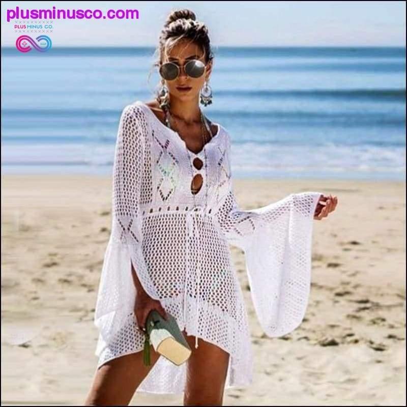 Plus Minus Co Knitting Swimwear Mesh Sexy Tunic Robe Cover Up Bikini