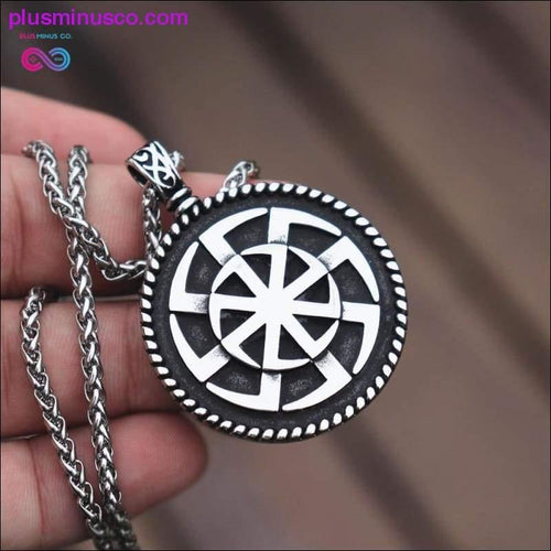 Plus Minus Co Kolovrat Slavic Symbol of the Sun, Stainless Pendant Stunning Ornament Pagan Jewelry,
