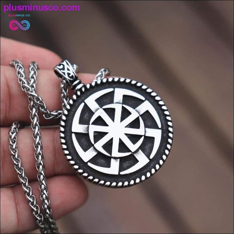 Plus Minus Co Kolovrat Slavic Symbol of the Sun, Stainless Pendant Stunning Ornament Pagan Jewelry,