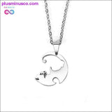 Plus Minus Co New Love Cat Pendant Couple Stitching Necklace Fashion Creative 2 pcs Titanium Steel Couple Necklaces Black and White Kitten Hug Round Splicing Pendants, view 2