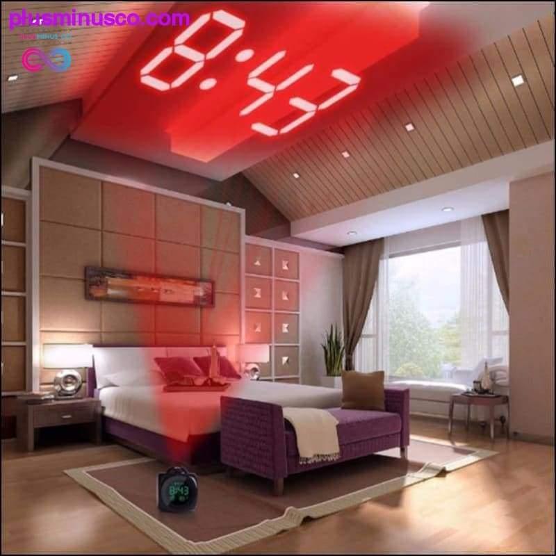 Plus Minus Co LCD Projection LED Display Time Digital Alarm Clock Talking