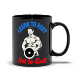 Plus Minus Co Learn To Rest Not To Quit Black Mugs, view 2