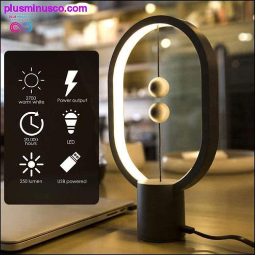 Plus Minus Co LED Balance Lamp USB Charging Ellipse Magnetic Mid-air