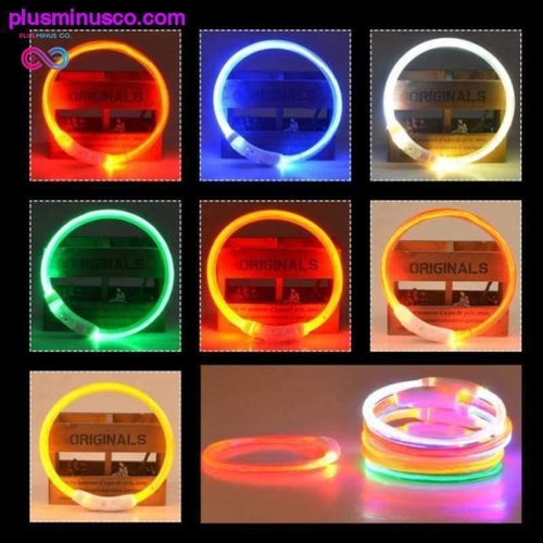 Plus Minus Co LED Flashing Light Band Adjustable Dog Collar
