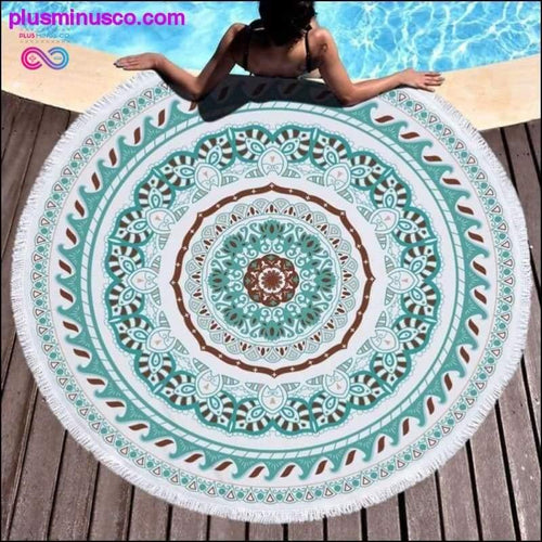 Plus Minus Co Leopard Beach Round Towel Tassels 3D Printed Sun Beach