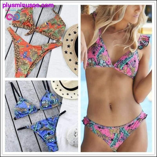 Plus Minus Co Leopard swimsuit female Sexy string lace up bikini 2020 High