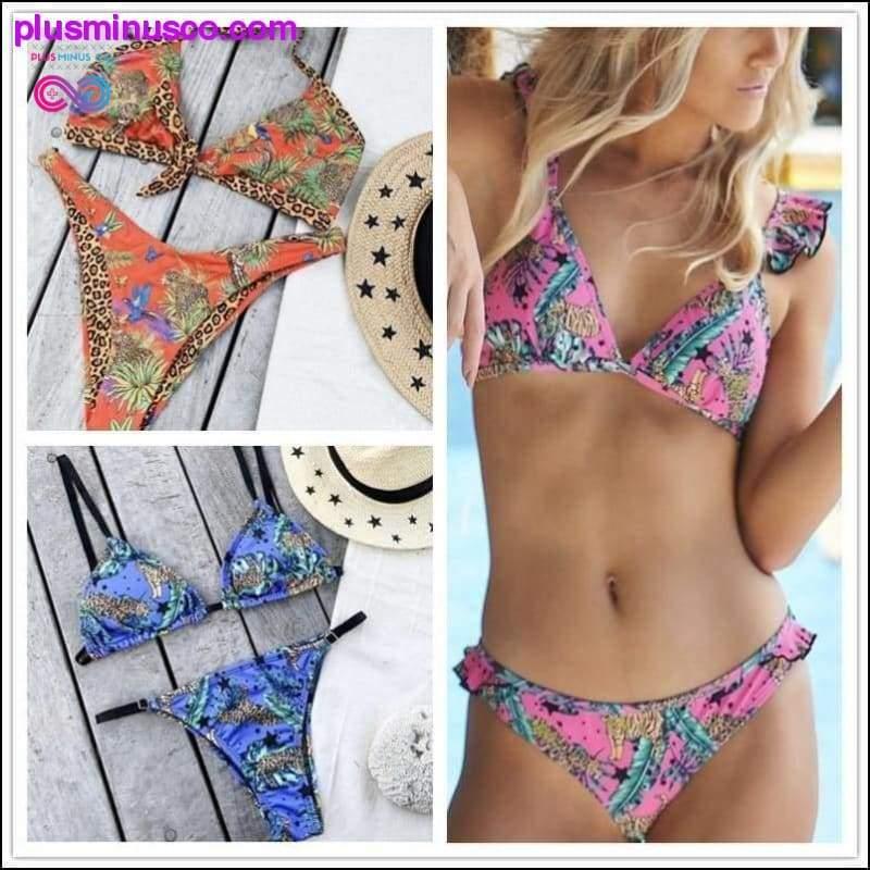 Plus Minus Co Leopard swimsuit female Sexy string lace up bikini 2020 High