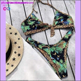 Plus Minus Co Leopard swimsuit female Sexy string lace up bikini 2020 High, view 4